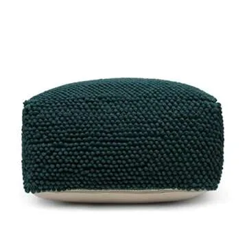 Stylish Ottoman Pouf Teal Blue Shade, 12'' H X 24'' W X 24'' D Size | Light, Durable, and Extremely Comfortable Seating, Extra Plush Childproof Safety Zippers | Simple Casual Look, Soft Wool Material
