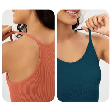 ODODOS Women's 3-Pack Seamless Rib-Knit Crop Tank Tops