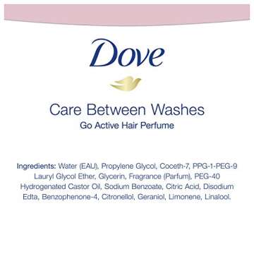 Dove Care Between Washes Hair Perfume Hair Fragrance For Sweat and Odors Go Active Hair Product for 24 Hour Protection 1.7 oz