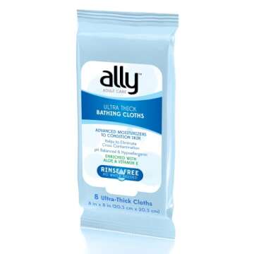 Ally Rinse-Free Bathing Cloths for Adults - 96 Count