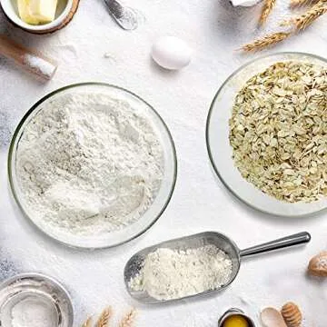 Urban Green Glass Jar with Bamboo Lids (2 sets 100oz) with Metal Scoop, Glass Food Storage Containers with Lids, Airtight Glass Canisters sets, Glass Jar with Lids, Glass Flour Contaner,