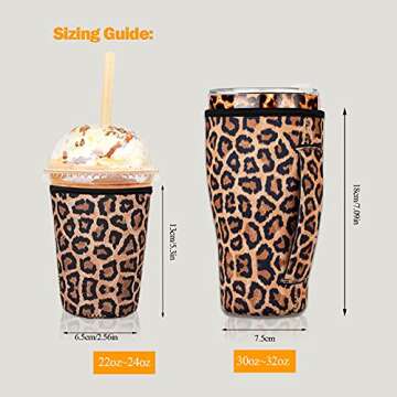 2 PCS Reusable Iced Coffee Sleeve for 24oz Cold Drinks Beverage,Insulated Neoprene Cup Holder with H...