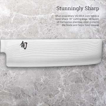 Shun Classic Blonde 6.5" Nakiri Knife, Handcrafted Japanese Vegetable Knife, VG-MAX Core with Damascus Stainless Steel Cladding, Pakkawood Handle, Slicing Tool for Professional and Home Chefs