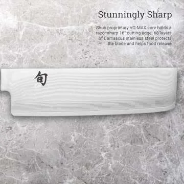 Shun Classic Blonde 6.5" Nakiri Knife, Handcrafted Japanese Vegetable Knife, VG-MAX Core with Damascus Stainless Steel Cladding, Pakkawood Handle, Slicing Tool for Professional and Home Chefs