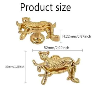 haowei Cheetah Knobs Gold Animal Drawer Knobs 4Pcs Animal Handle Cabinet Pulls for Dresser Cupboard ...
