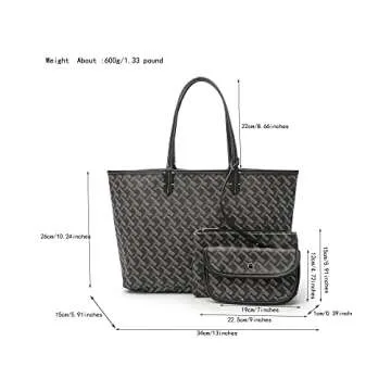 textmenow Women's Puffer Tote Handbags Purse Sets for Women Large Leather Clutch Dupes Hobo Shoulder Bag Travel Beach 3pcs (black), L17.5inch W6inch H10.5inch