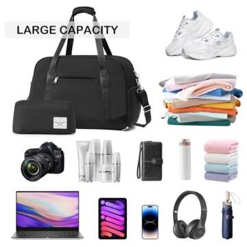 LONG VACATION Women's Travel Duffel Bag with Toiletry Bag, Sports Gym Bag Weekendeer Carry-on Tote w...