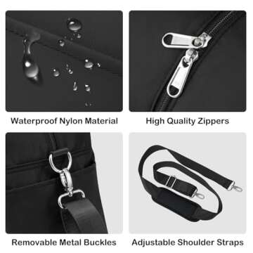 LONG VACATION Women's Travel Duffel Bag with Toiletry Bag, Sports Gym Bag Weekendeer Carry-on Tote with Shoe Compartment and Wet Pocket, Yoga Bag Fit 17.3inch Laptop (BLACK, 21-inch)