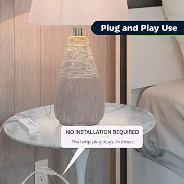 TOPGREENER Table-Top Plug in Dimmer for Table or Floor Lamps, Slide Control, Works with 360 Watt Incandescent/Halogen and 150 Watt Dimmable CFL/LED, Off at Lowest dim, 6ft Cord, TGTTDL300-W, White