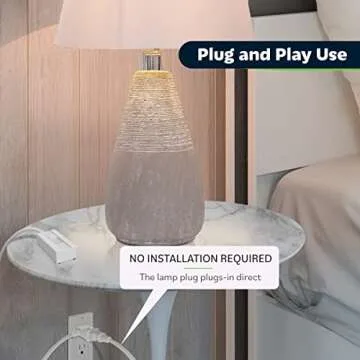 TOPGREENER Table-Top Plug in Dimmer for Table or Floor Lamps, Slide Control, Works with 360 Watt Incandescent/Halogen and 150 Watt Dimmable CFL/LED, Off at Lowest dim, 6ft Cord, TGTTDL300-W, White