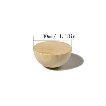 50 PCS 30 mm Split Wood Balls, Small Natural Unfinished Half Round Wooden Beads for Kids Craft