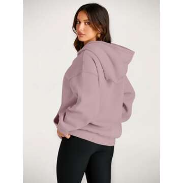 Trendy Queen Womens Oversized Hoodies Fleece Sweatshirts Long Sleeve Sweaters Pullover Fall Outfits Winter Clothes Dark Pink S