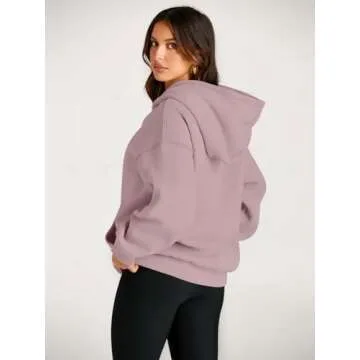 Trendy Queen Womens Oversized Hoodies Fleece Sweatshirts Long Sleeve Sweaters Pullover Fall Outfits Winter Clothes Dark Pink S