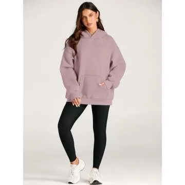 Trendy Queen Womens Oversized Hoodies Fleece Sweatshirts Long Sleeve Sweaters Pullover Fall Outfits Winter Clothes Dark Pink S