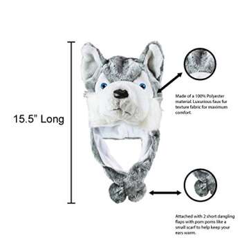 Super Z Outlet Cute Plush Animal Hat Winter Warm Winter Fashion Clothing Accessories (Husky/Wolf-Sho...