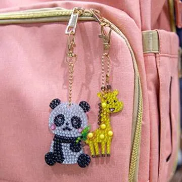 Labeol Arts and Crafts for Kids Ages 8-12 - Creat Your Own GEM Keychains-5D Diamond Art by Numbers GEM Art Kits for Kids Girls Toddler Crafts Age 6-7 6-8 10-12 (Animal)