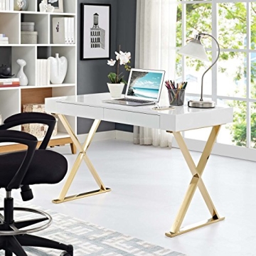 Modway Sector Office Desk in White Gold for Modern Spaces