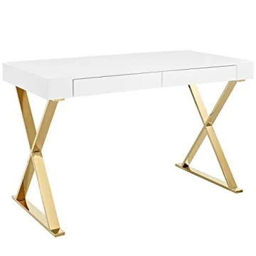 Modway Sector Office Desk in White Gold for Modern Spaces
