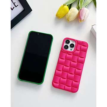 Ginkgonut Compatible with iPhone 13 Pro Max Case for Women/Girls, Cute 3D Laid Desgin Soft Silicone Shockproof Raised Bumper Corners Case for iPhone 13 Pro Max（Pink）