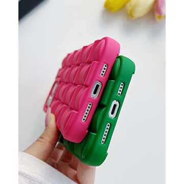 Ginkgonut Compatible with iPhone 13 Pro Max Case for Women/Girls, Cute 3D Laid Desgin Soft Silicone Shockproof Raised Bumper Corners Case for iPhone 13 Pro Max（Pink）