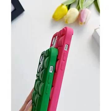 Ginkgonut Compatible with iPhone 13 Pro Max Case for Women/Girls, Cute 3D Laid Desgin Soft Silicone Shockproof Raised Bumper Corners Case for iPhone 13 Pro Max（Pink）