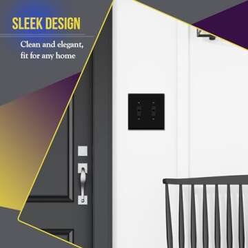 ENERLITES Double Toggle Switch Cover, Two Gang Light Switch Wall Plate, Standard Size 2-Gang 4.5" x 4.5", Unbreakable Polycarbonate Thermoplastic, UL Listed, 8812-BK, Black