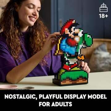 LEGO Super Mario World: Mario & Yoshi Nintendo Gift for Adult Fans, Mario Collectible Playset, Pixel...