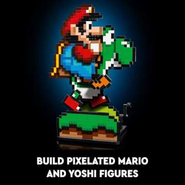 LEGO Super Mario World: Mario & Yoshi Nintendo Gift for Adult Fans, Mario Collectible Playset, Pixelated Nintendo Figures, Playful Display Model, Fun Room Décor, 71438