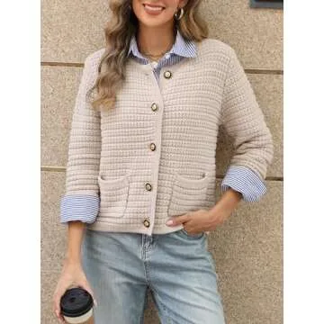 DZJYCJ Womens Open Front Cardigan - Chunky Knit Fashion Staple