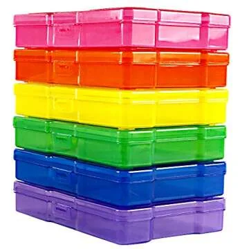 novelinks Transparent 4" x 6" Photo Storage Boxes - Photo Organizer Cases Photo Keeper Picture Storage Containers Box for Photos - 6 PACK (Multi-colored)