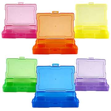 novelinks Transparent 4" x 6" Photo Storage Boxes - Photo Organizer Cases Photo Keeper Picture Storage Containers Box for Photos - 6 PACK (Multi-colored)