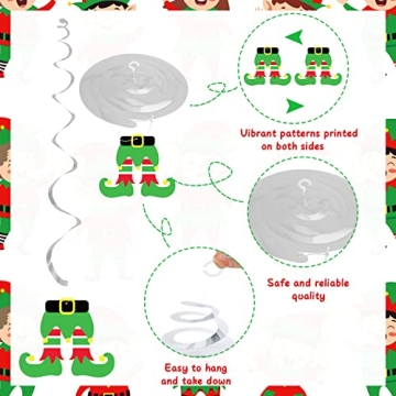 K KUMEED Elf Christmas Hanging Swirls 20 Pcs Decor