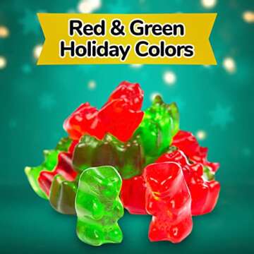 Gold Bears – Festive Bundle of Stocking Stuffer Candy – Chewy Green and Red Gummy Bears Holiday Edition – Good for Christmas, Mother’s Day, Easter, & all Holidays. (5 Pack)