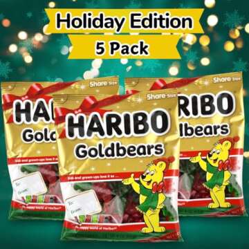 Gold Bears – Festive Bundle of Stocking Stuffer Candy – Chewy Green and Red Gummy Bears Holiday Edition – Good for Christmas, Mother’s Day, Easter, & all Holidays. (5 Pack)