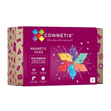 Connetix Rainbow Geometry Pack - 30 Colorful Magnetic Tiles