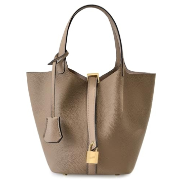 CHUOZI Genuine Leather Bucket Bag for Women Stylish Lock Design Small Satchel Purses Handbags Daily ...