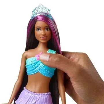 Barbie Dreamtopia Doll, Mermaid Toy with Water-Activated Light-Up Tail, Purple-Streaked Hair & 4 Colorful Light Shows