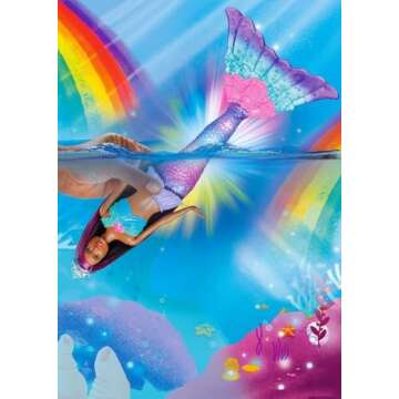 Barbie Dreamtopia Doll, Mermaid Toy with Water-Activated Light-Up Tail, Purple-Streaked Hair & 4 Colorful Light Shows