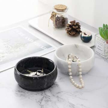 CM CHIC MONDAY Decorative Natural Marble Bowl 4.72 Inch