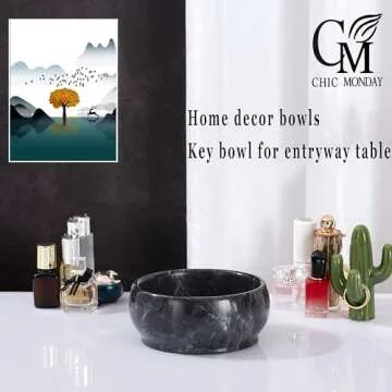 CM CHIC MONDAY Decorative Natural Marble Bowl 4.72 Inch