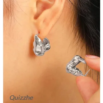 Vintage Chunky Silver Hoop Earrings for Elegant Women