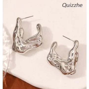 Vintage Chunky Silver Hoop Earrings for Elegant Women