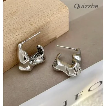 Vintage Chunky Silver Hoop Earrings for Elegant Women