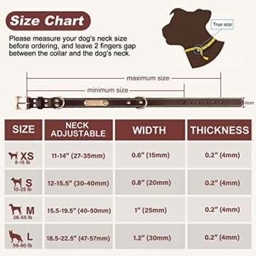 Personalized Custom Leather Dog Collar with Engravable Nameplate - Durable Name Tag Collar - Customizable Dog Collar - Comfortable ID Collars for Small, Medium, Large Dogs (X-Small)