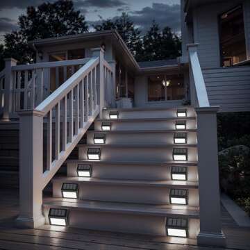 Otdair Solar Lights for Outside, 12 Pack Solar Deck Lights Outdoor, Waterproof Fence Solar Lights for Fence, Patio, Garden, Pathway, Cold White (Black)