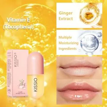 KISSIO Lip Plumper,Natural Lip Plumper for Day Use,Lip Plumping Gloss Make Lips Fuller and Moisturizing 5.5ml,Lip Mask,Hydrating & Reduce Fine Lines,Beautiful Fuller