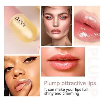 KISSIO Lip Plumper,Natural Lip Plumper for Day Use,Lip Plumping Gloss Make Lips Fuller and Moisturizing 5.5ml,Lip Mask,Hydrating & Reduce Fine Lines,Beautiful Fuller