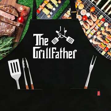 ALIPOBO Grill Aprons for Men Dad - The Grill father Apron - Funny Chef Cooking Grilling BBQ Apron wi...