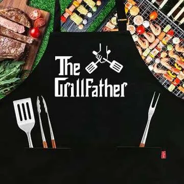 ALIPOBO Grill Aprons for Men Dad - The Grill father Apron - Funny Chef Cooking Grilling BBQ Apron wi...
