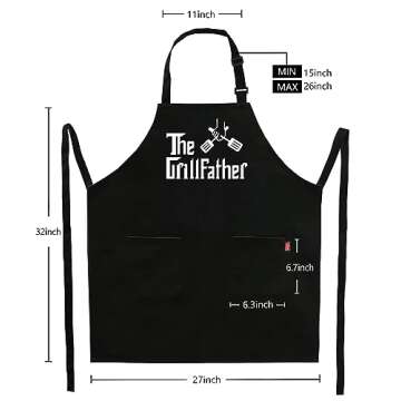 ALIPOBO Grill Aprons for Men Dad - The Grill father Apron - Funny Chef Cooking Grilling BBQ Apron with 2 Pockets - Birthday Fathers Day Christmas Gifts for Dad